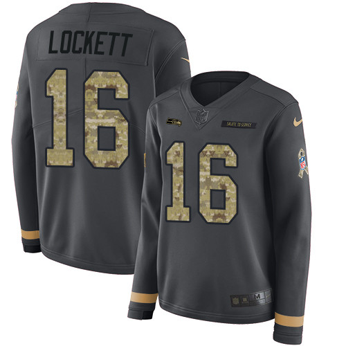 Nike Seahawks #16 Tyler Lockett Anthracite Salute to Service