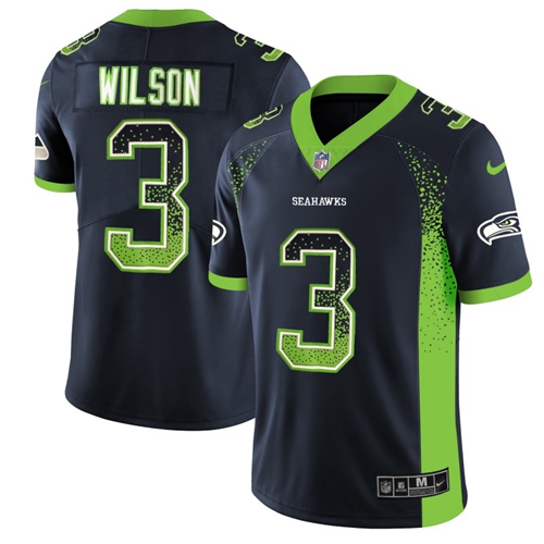 Nike Seahawks #3 Russell Wilson Steel Blue Team Color Men's Stitched NFL Limited Rush Drift Fashion Jersey Nike Seahawks #3 Russell Wilson Steel Blue Team Color Men's Stitched NFL Limited Rush Drift Fashion Jersey