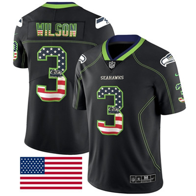 Nike Seahawks #3 Russell Wilson Black Men's Stitched NFL Limited Rush USA Flag Nike Seahawks #3 Russell Wilson Black Men's Stitched NFL Limited Rush USA Flag