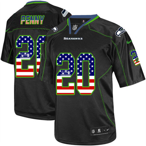 Nike Seahawks #20 Rashaad Penny Black Men's Stitched NFL Elite USA Flag Fashion Jersey Nike Seahawks #20 Rashaad Penny Black Men's Stitched NFL Elite USA Flag Fashion Jersey