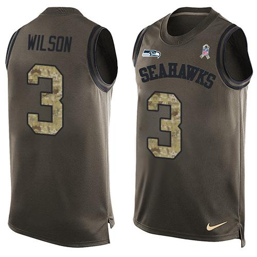 Nike Seahawks #3 Russell Wilson Green Men's Stitched NFL Limited Salute To Service Tank Top Jersey Nike Seahawks #3 Russell Wilson Green Men's Stitched NFL Limited Salute To Service Tank Top Jersey