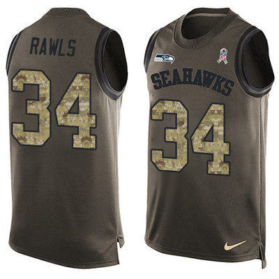 Nike Seahawks #34 Thomas Rawls Green Men's Stitched NFL Limited Salute To Service Tank Top Jersey Nike Seahawks #34 Thomas Rawls Green Men's Stitched NFL Limited Salute To Service Tank Top Jersey