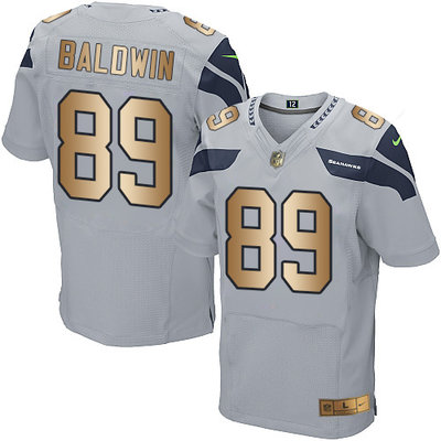 Nike Seahawks #89 Doug Baldwin Grey Alternate Men's Stitched NFL Elite Gold Jersey Nike Seahawks #89 Doug Baldwin Grey Alternate Men's Stitched NFL Elite Gold Jersey