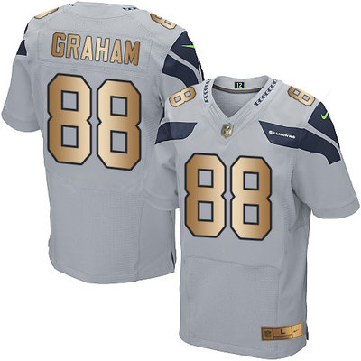 Nike Seahawks #88 Jimmy Graham Grey Alternate Men's Stitched NFL Elite Gold Jersey Nike Seahawks #88 Jimmy Graham Grey Alternate Men's Stitched NFL Elite Gold Jersey