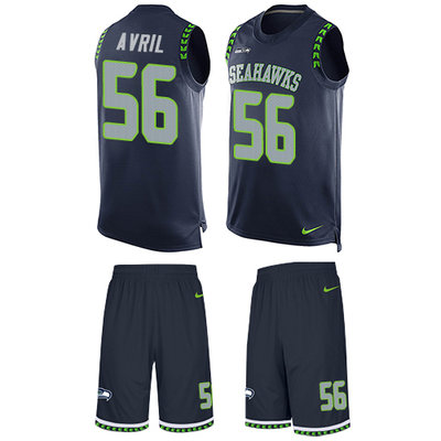 Nike Seahawks #56 Cliff Avril Steel Blue Team Color Men's Stitched NFL Limited Tank Top Suit Jersey