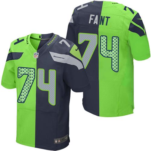 Nike Seahawks #74 George Fant Steel Blue Green Men's Stitched NFL Elite Split Jersey Nike Seahawks #74 George Fant Steel Blue Green Men's Stitched NFL Elite Split Jersey