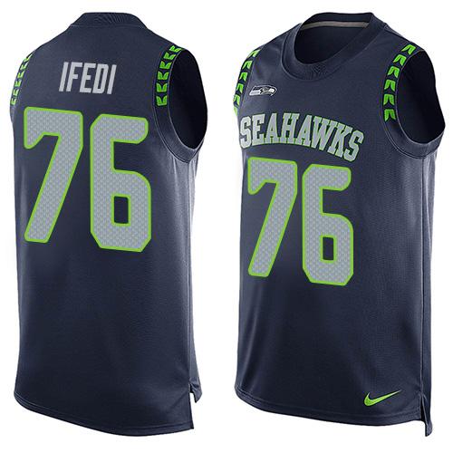 Nike Seahawks #76 Germain Ifedi Steel Blue Team Color Men's Stitched NFL Limited Tank Top Jersey Nike Seahawks #76 Germain Ifedi Steel Blue Team Color Men's Stitched NFL Limited Tank Top Jersey
