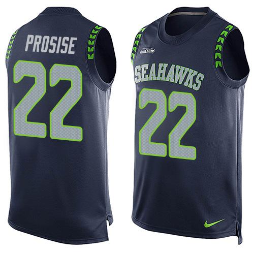 Nike Seahawks #22 C. J. Prosise Steel Blue Team Color Men's Stitched NFL Limited Tank Top Jersey Nike Seahawks #22 C. J. Prosise Steel Blue Team Color Men's Stitched NFL Limited Tank Top Jersey