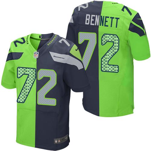 Nike Seahawks #72 Michael Bennett Steel Blue Green Men's Stitched NFL Elite Split Jersey Nike Seahawks #72 Michael Bennett Steel Blue Green Men's Stitched NFL Elite Split Jersey