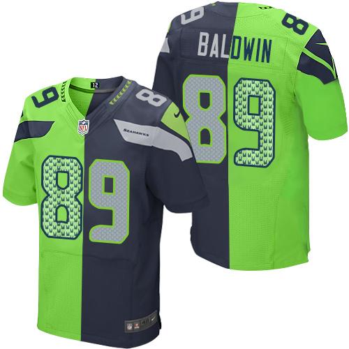 Nike Seahawks #89 Doug Baldwin Steel Blue Green Men's Stitched NFL Elite Split Jersey Nike Seahawks #89 Doug Baldwin Steel Blue Green Men's Stitched NFL Elite Split Jersey