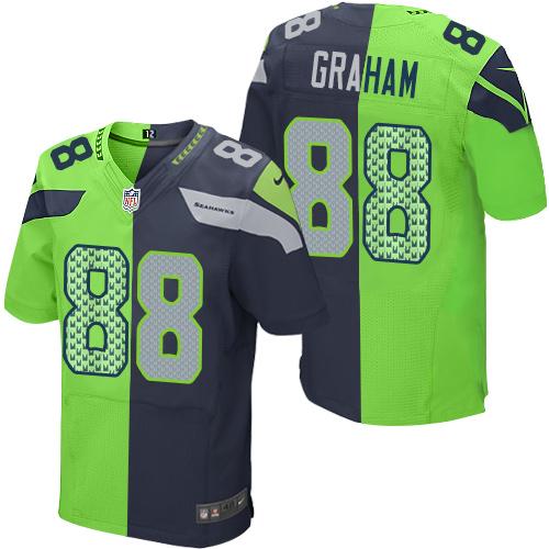 Nike Seahawks #88 Jimmy Graham Steel Blue Green Men's Stitched NFL Elite Split Jersey Nike Seahawks #88 Jimmy Graham Steel Blue Green Men's Stitched NFL Elite Split Jersey