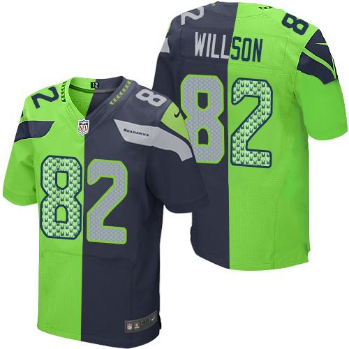 Nike Seahawks #82 Luke Willson Steel Blue Green Men's Stitched NFL Elite Split Jersey