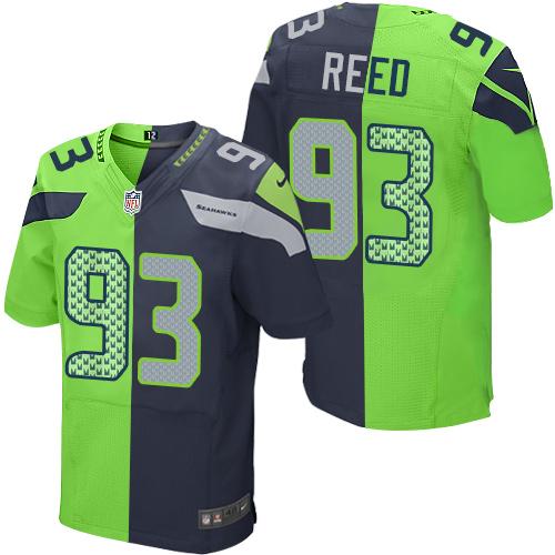 Nike Seahawks #93 Jarran Reed Steel Blue Green Men's Stitched NFL Elite Split Jersey Nike Seahawks #93 Jarran Reed Steel Blue Green Men's Stitched NFL Elite Split Jersey