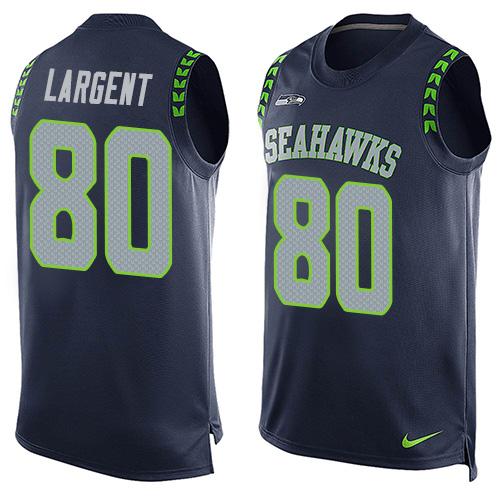 Nike Seahawks #80 Steve Largent Steel Blue Team Color Men's Stitched NFL Limited Tank Top Jersey Nike Seahawks #80 Steve Largent Steel Blue Team Color Men's Stitched NFL Limited Tank Top Jersey