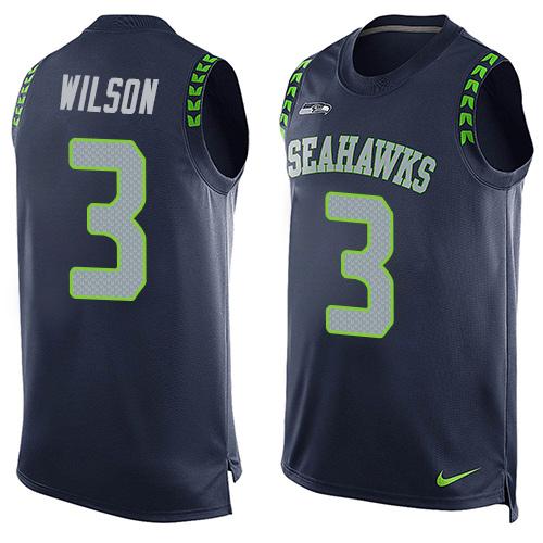 Nike Seahawks #3 Russell Wilson Steel Blue Team Color Men's Stitched NFL Limited Tank Top Jersey Nike Seahawks #3 Russell Wilson Steel Blue Team Color Men's Stitched NFL Limited Tank Top Jersey