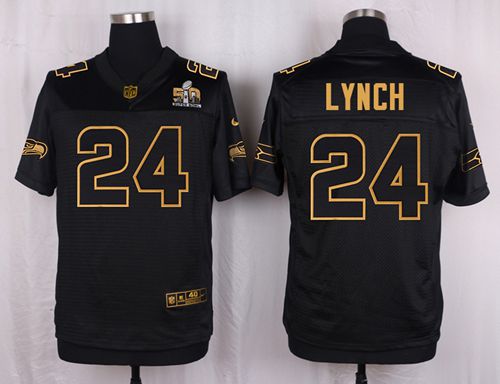 Nike Seahawks #24 Marshawn Lynch Black Men's Stitched NFL Elite Pro Line Gold Collection Jersey Nike Seahawks #24 Marshawn Lynch Black Men's Stitched NFL Elite Pro Line Gold Collection Jersey