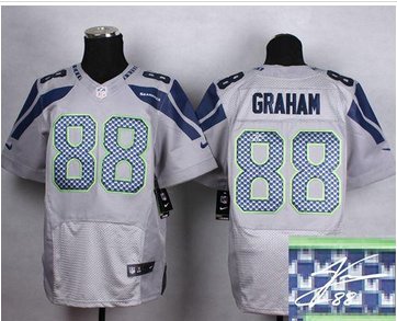NEW Seattle Seahawks #88 Jimmy Graham Grey Alternate Men's Stitched NFL Elite Autographed Jersey NEW Seattle Seahawks #88 Jimmy Graham Grey Alternate Men's Stitched NFL Elite Autographed Jersey