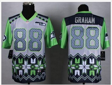 NEW Seattle Seahawks #88 Jimmy Graham Grey Men's Stitched NFL Elite Noble Fashion Jersey