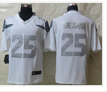 NEW Seattle Seahawks #25 Richard Sherman White NFL Limited Platinum Jersey NEW Seattle Seahawks #25 Richard Sherman White NFL Limited Platinum Jersey
