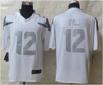 NEW Seattle Seahawks #12 Fan White NFL Limited Platinum Jersey NEW Seattle Seahawks #12 Fan White NFL Limited Platinum Jersey