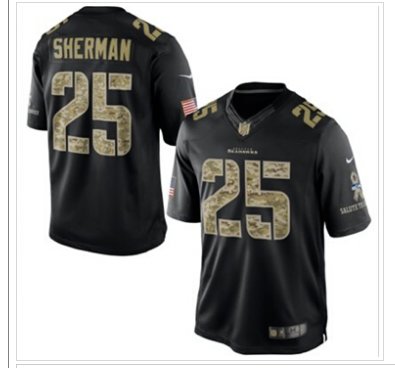 Seattle Seahawks #25 Richard Sherman NEW Black Salute To Service Jersey Seattle Seahawks #25 Richard Sherman NEW Black Salute To Service Jersey