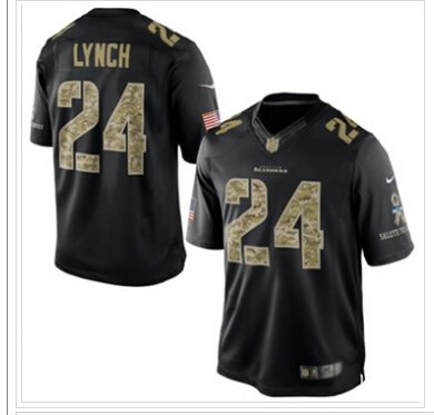Seattle Seahawks #24 Marshawn Lynch NEW Black Salute To Service Jersey