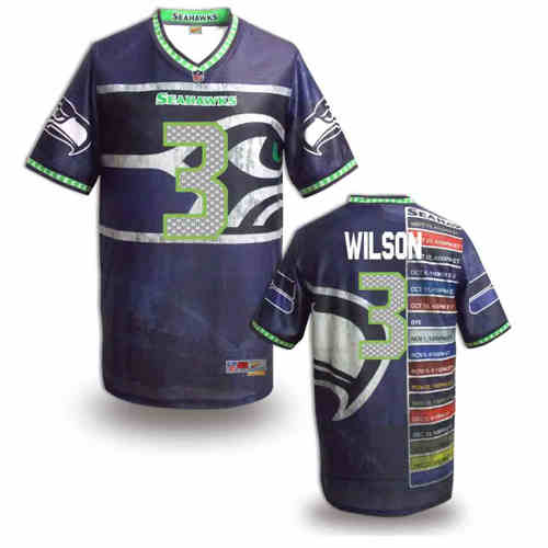 New Seattle Seahawks 3# Russell Wilson Team Color NFL Elite Fanatical Version Jerseys
