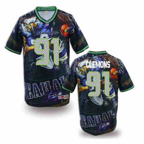 New Seattle Seahawks #91 Chris Clemons Team Color NFL Elite Fanatical Version Jersey