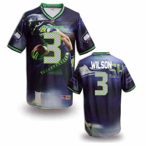 New Seattle Seahawks 3# Russell Wilson Team Color Elite Fanatical Version Jerseys