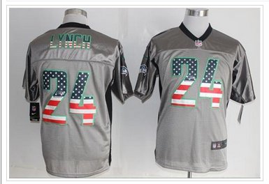 NEW Seattle Seahawks #24 Marshawn Lynch Grey NFL Elite USA Flag Fashion Jersey NEW Seattle Seahawks #24 Marshawn Lynch Grey NFL Elite USA Flag Fashion Jersey