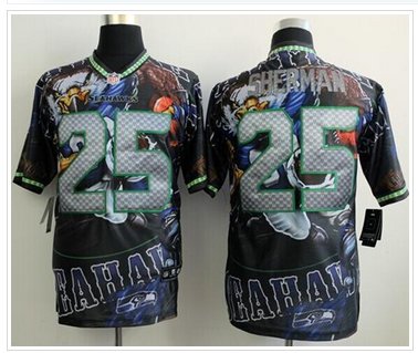 NEW Seahawks #25 Richard Sherman Team Color NFL Elite Fanatical Version Jersey