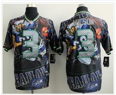 NEW Seahawks #3 Russell Wilson Team Color NFL Elite Fanatical Version Jersey
