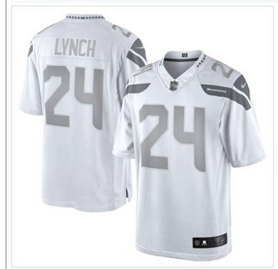 New Seattle Seahawks #24 Marshawn Lynch White Platinum Jersey