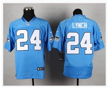 NEW Seattle Seahawks #24 Marshawn Lynch Light Blue NFL Elite Jersey