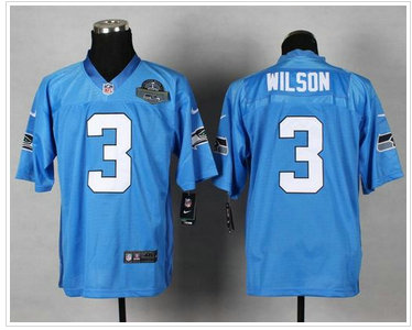 Seattle Seahawks #3 Russell Wilson Light Blue Super Bowl XLVIII NFL Elite Jersey Seattle Seahawks #3 Russell Wilson Light Blue Super Bowl XLVIII NFL Elite Jersey