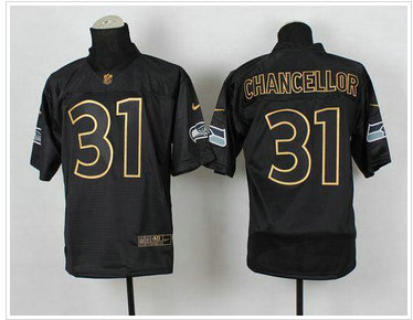 Seattle Seahawks #31 Kam Chancellor Black Gold No. Fashion NFL Elite Jersey