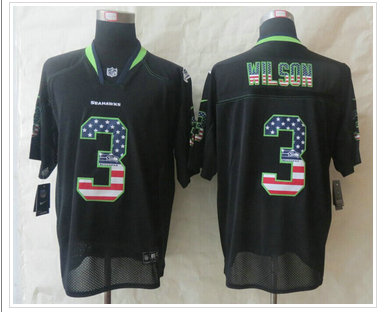 New Seattle Seahawks #3 Russell Wilson USA Flag Fashion Black Elite Jerseys New Seattle Seahawks #3 Russell Wilson USA Flag Fashion Black Elite Jerseys