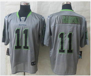 NEW Seattle Seahawks #11 Percy Harvin Lights Out Grey NFL Elite Jersey