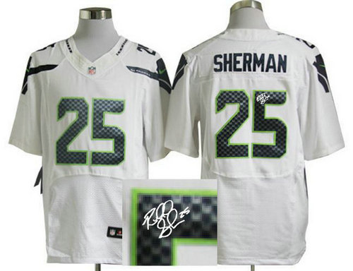 NEW Seattle Seahawks #25 Richard Sherman White Jersey(Signed Elite) NEW Seattle Seahawks #25 Richard Sherman White Jersey(Signed Elite)