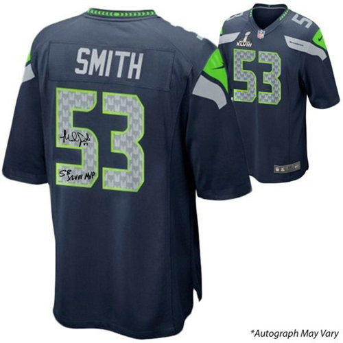NEW Seattle Seahawks #53 Malcolm Smith Blue Jersey(Signed Elite) NEW Seattle Seahawks #53 Malcolm Smith Blue Jersey(Signed Elite)