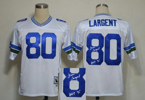 Seattle Seahawks 80# Steve Largent White Throwback Jersey(Signed Elite) Seattle Seahawks 80# Steve Largent White Throwback Jersey(Signed Elite)