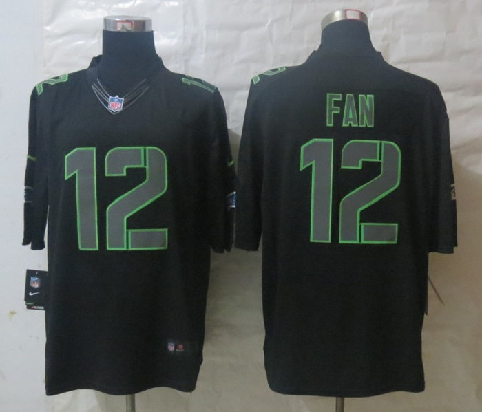 NEW NFL Seattle Seahawks 12 Fan Black Jerseys(Impact Limited)