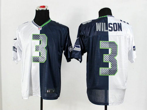 NEW NFL Seattle Seahawks #3 Russell Wilson White-Blue Jerseys(Split Elite) NEW NFL Seattle Seahawks #3 Russell Wilson White-Blue Jerseys(Split Elite)