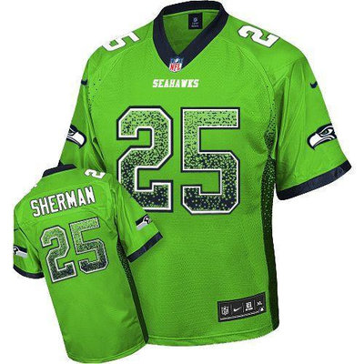 NEW Seattle Seahawks #25 Richard Sherman Green Stitched NFL Elite Drift Fashion Jerseys NEW Seattle Seahawks #25 Richard Sherman Green Stitched NFL Elite Drift Fashion Jerseys