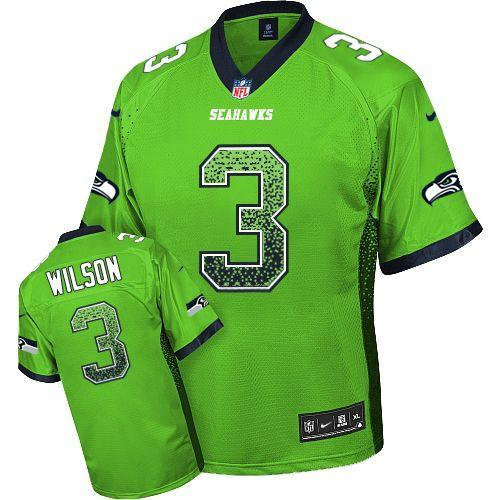 NEW Seattle Seahawks #3 Russell Wilson Green Stitched NFL Elite Drift Fashion Jerseys NEW Seattle Seahawks #3 Russell Wilson Green Stitched NFL Elite Drift Fashion Jerseys