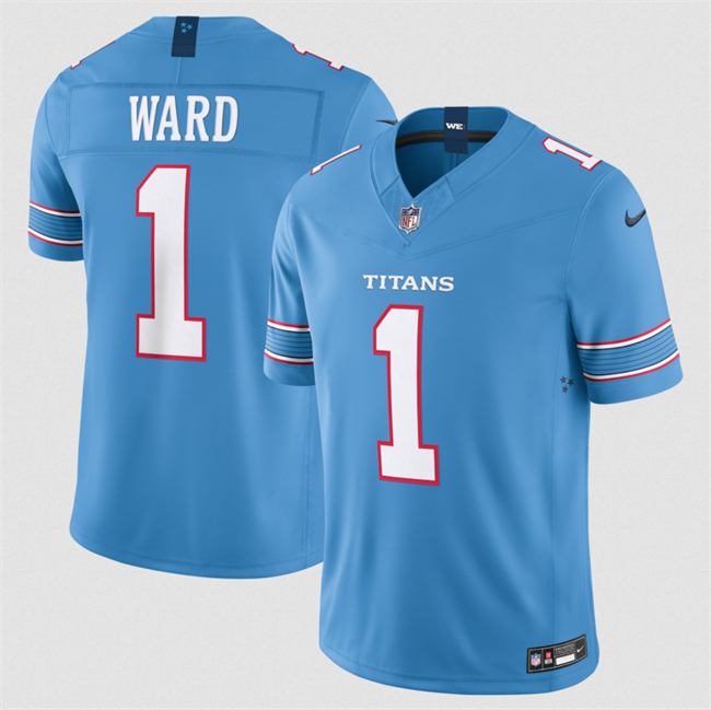 Men's Tennessee Titans #1 Cameron Ward Light Blue 2026 F.U.S.E. Vapor Limited Stitched Football Jersey Men's Tennessee Titans #1 Cameron Ward Light Blue 2026 F.U.S.E. Vapor Limited Stitched Football Jersey