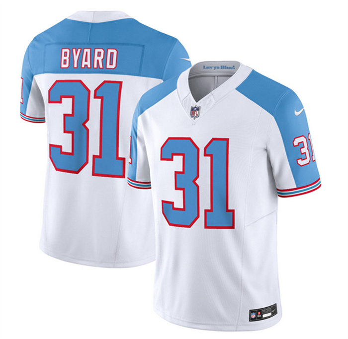 Men's Tennessee Titans #31 Kevin Byard White Blue 2023 F.U.S.E. Vapor Limited Throwback Stitched Football Jersey Men's Tennessee Titans #31 Kevin Byard White Blue 2023 F.U.S.E. Vapor Limited Throwback Stitched Football Jersey