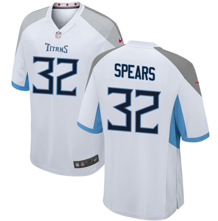 Men's Tennessee Titans #32 Tyjae Spears White Stitched Game Football Jersey Men's Tennessee Titans #32 Tyjae Spears White Stitched Game Football Jersey