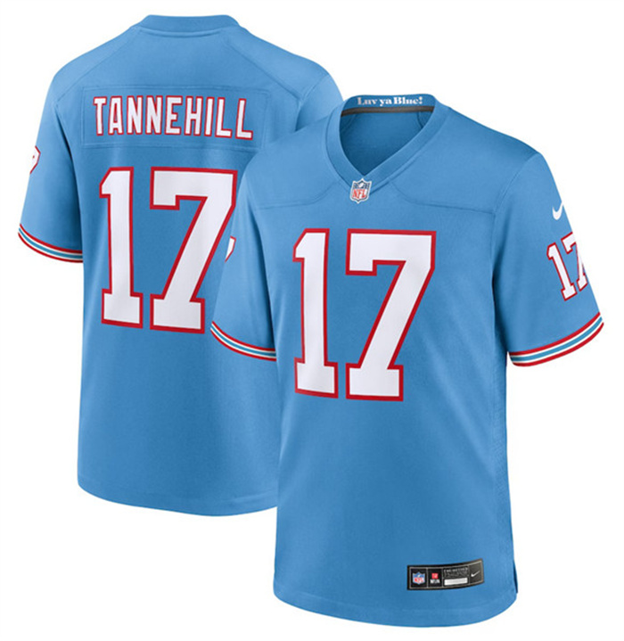 Men's Tennessee Titans #17 Ryan Tannehill Light Blue Throwback Player Stitched Game Jersey Men's Tennessee Titans #17 Ryan Tannehill Light Blue Throwback Player Stitched Game Jersey