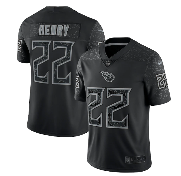 Men's Tennessee Titans #22 Derrick Henry Black Reflective Limited Stitched Football Jersey Men's Tennessee Titans #22 Derrick Henry Black Reflective Limited Stitched Football Jersey